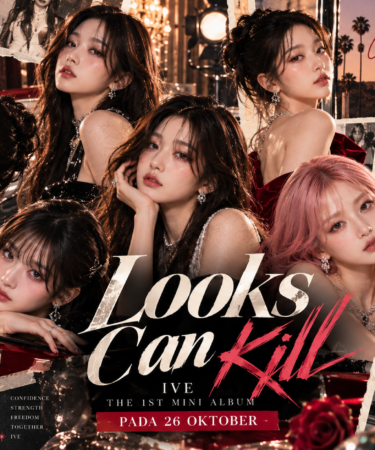 Ilustrasi enam anggota IVE dengan konsep Girl Hero untuk perilisan lagu Looks Can Kill menjelang album baru 26 Oktober 2026